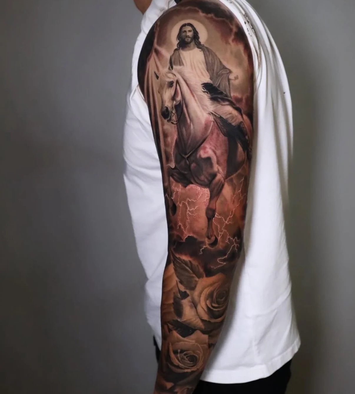 black and grey neo trad Black and grey neo trad tattoo
