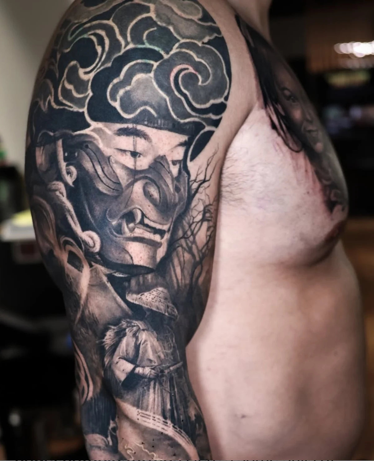 black and grey traditional tattoo Black and grey traditional tattoo