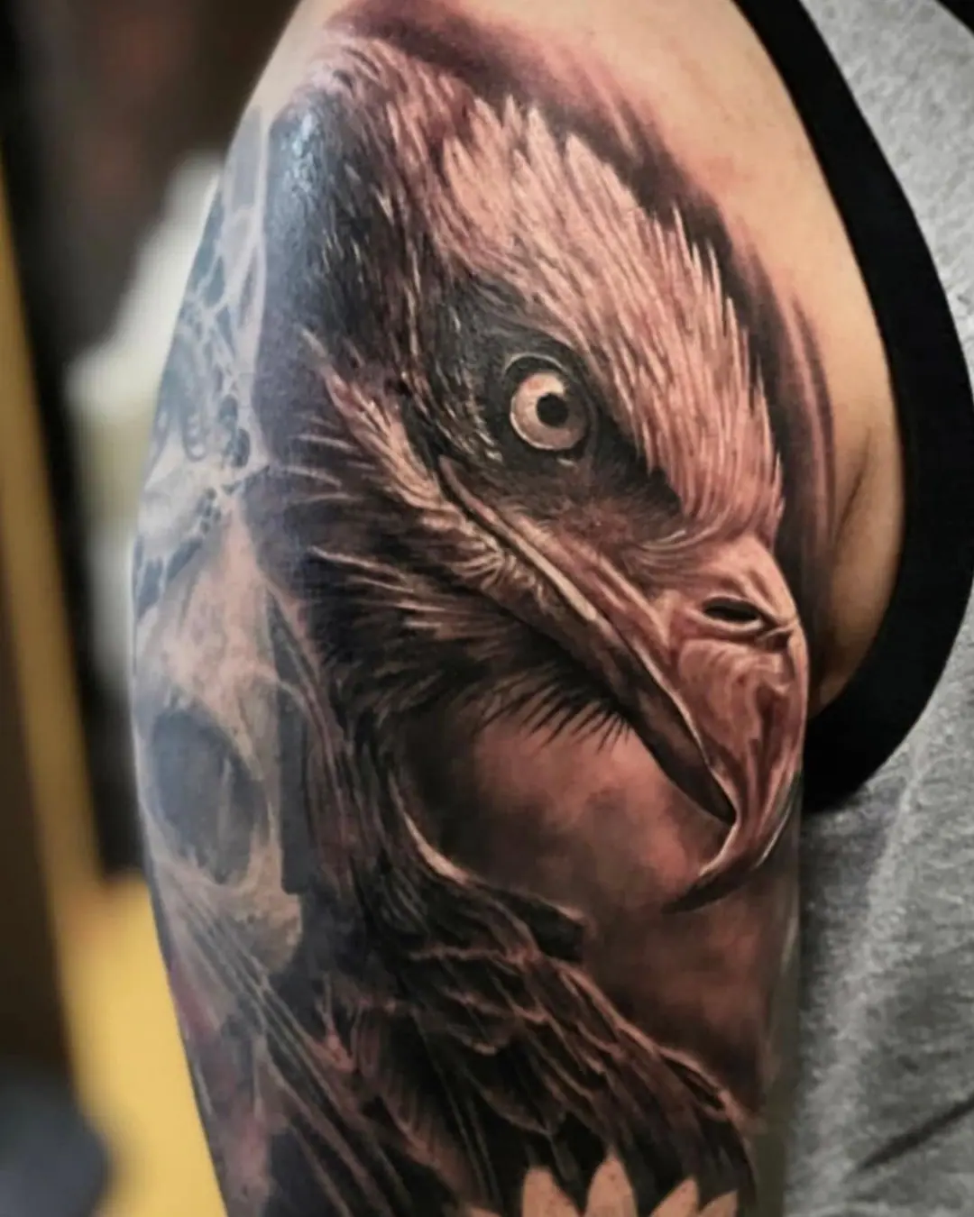 Animal tattoo Chicago Eagletattoo sacred symbol of mystery and good fortune on arm Animal tattoo Chicago Eagletattoo sacred symbol of mystery and good fortune on arm